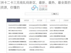 亚洲卡二卡三无线乱码新区，最新、最热、最全面的视频资源，你懂的