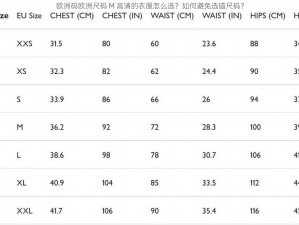 欧洲码欧洲尺码 M 高清的衣服怎么选？如何避免选错尺码？