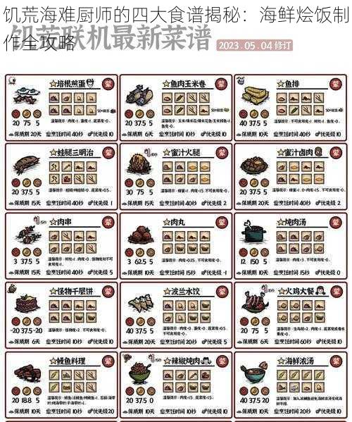 饥荒海难厨师的四大食谱揭秘：海鲜烩饭制作全攻略