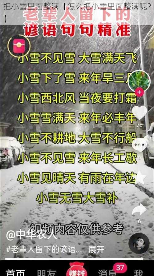 把小雪里面整满【怎么把小雪里面整满呢？】