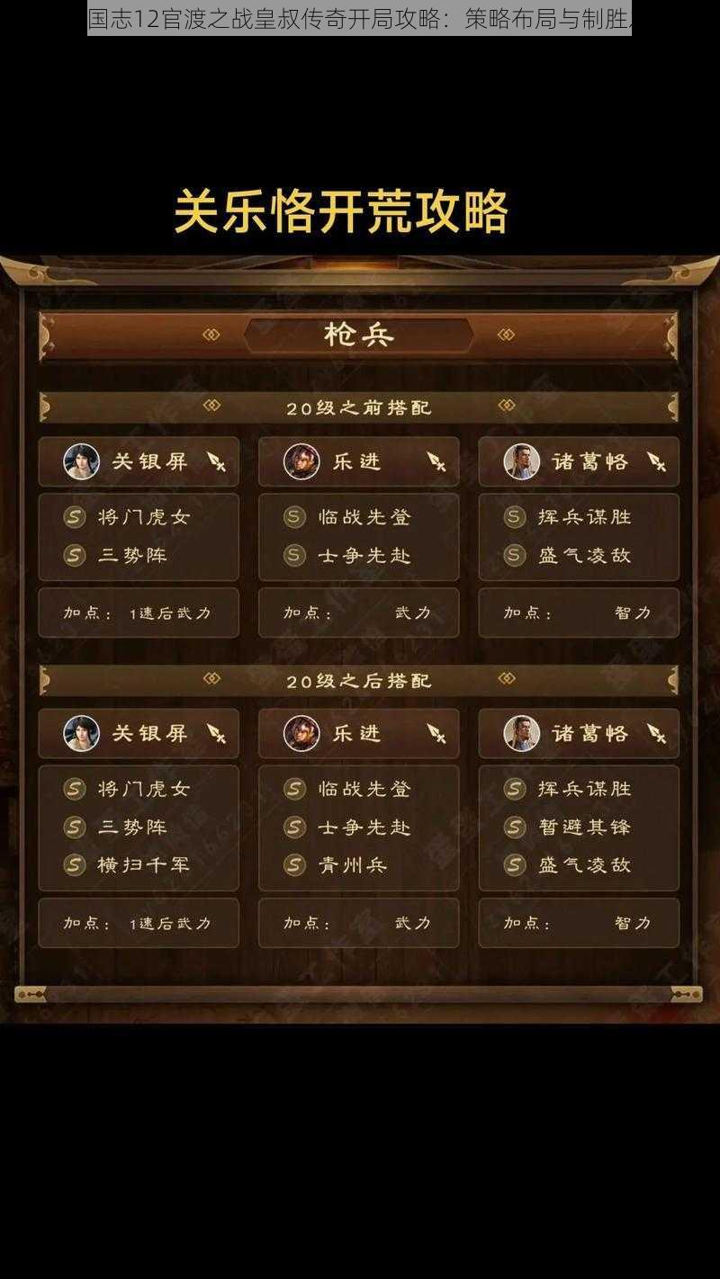 《三国志12官渡之战皇叔传奇开局攻略：策略布局与制胜之道》