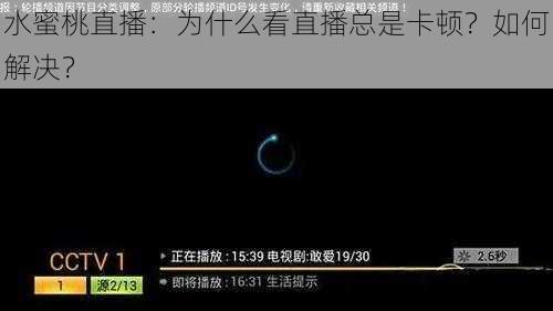 水蜜桃直播：为什么看直播总是卡顿？如何解决？