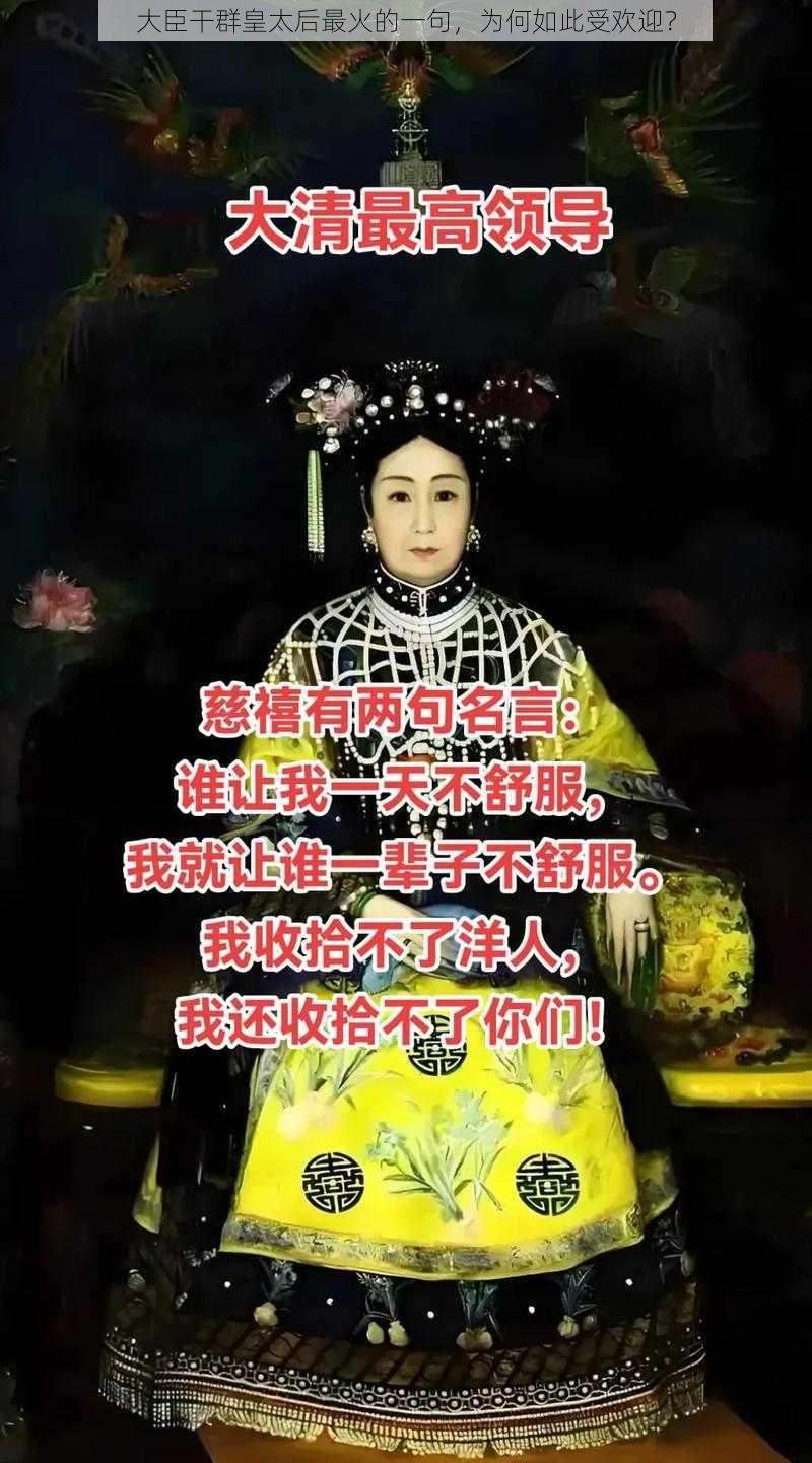 大臣干群皇太后最火的一句，为何如此受欢迎？