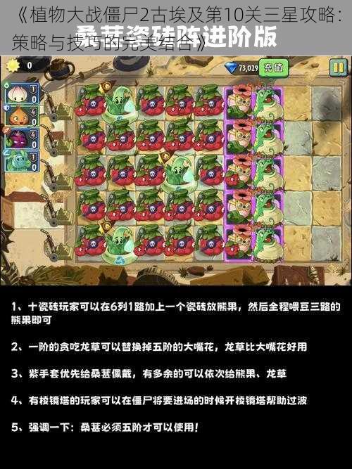 《植物大战僵尸2古埃及第10关三星攻略：策略与技巧的完美结合》