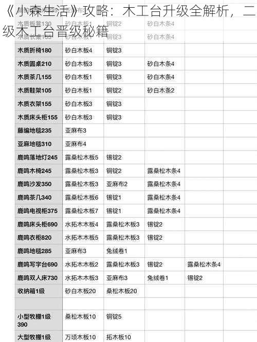 《小森生活》攻略：木工台升级全解析，二级木工台晋级秘籍